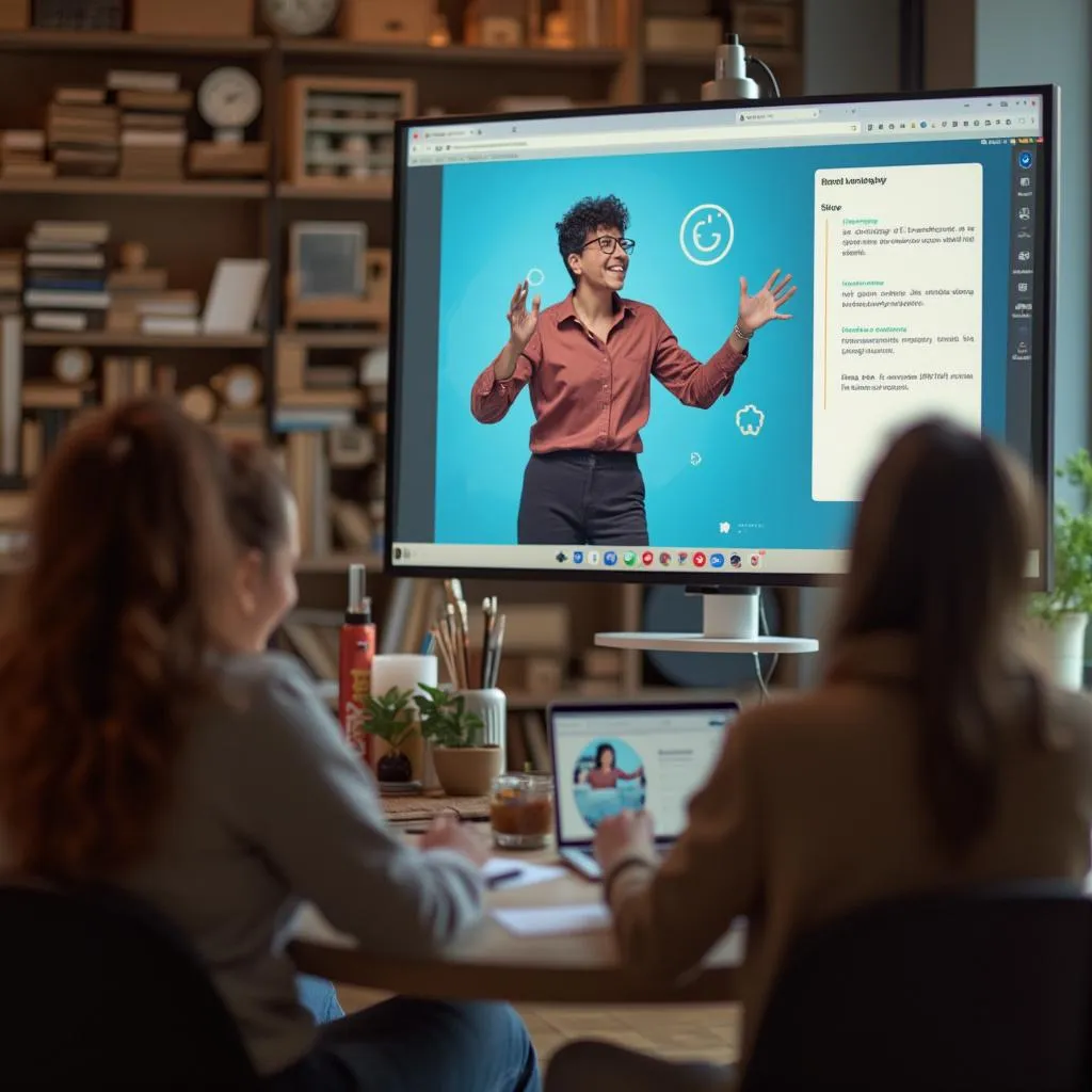 Un ponente de PsicoComunica impartiendo un módulo del webinar con entusiasmo
